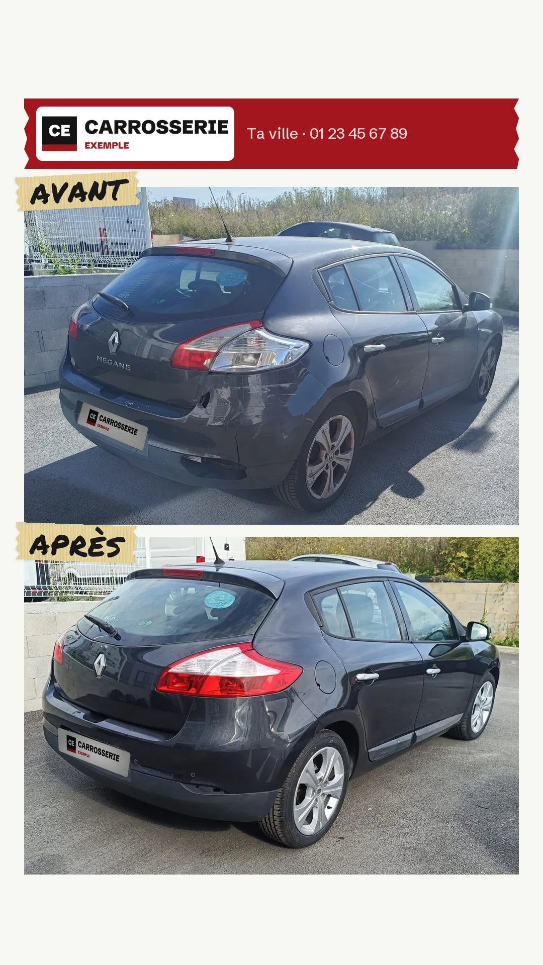 Photo d’exemple : la story avant/après